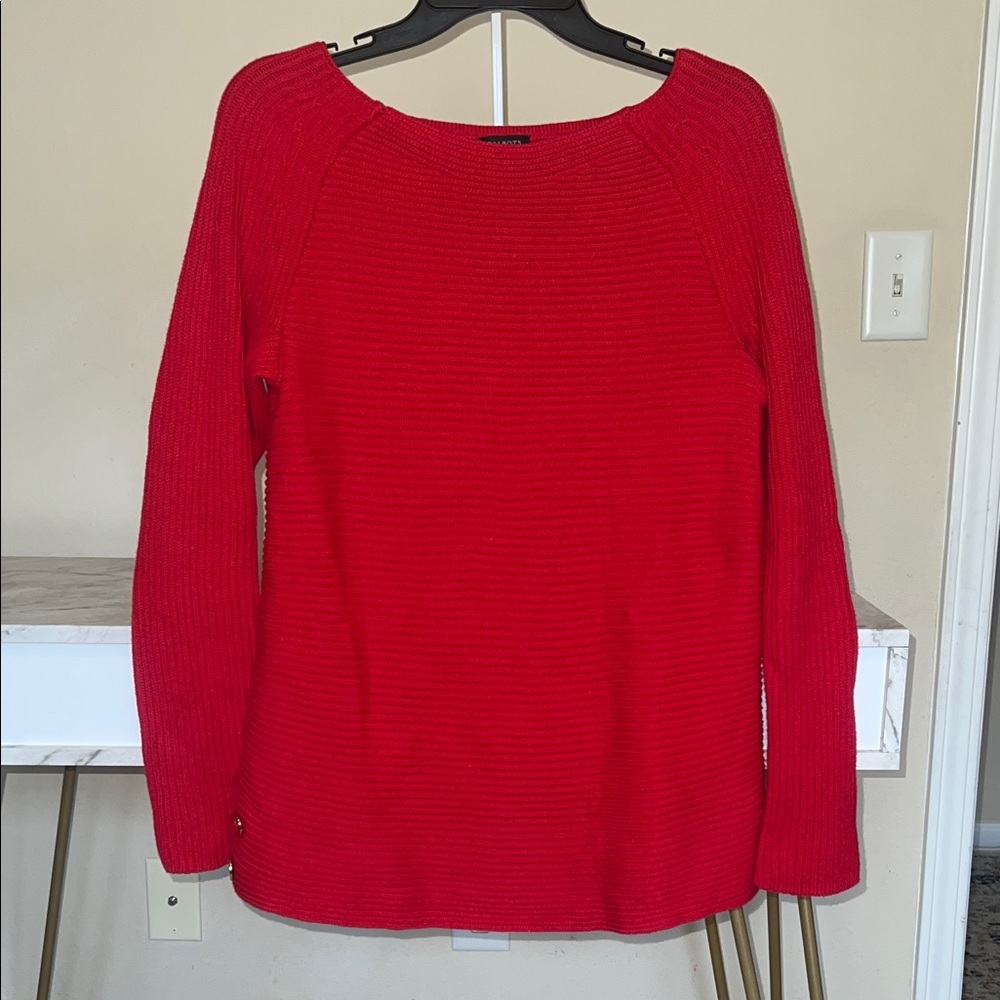 Talbots Red Ribbed Sweater - Picture 1 of 5